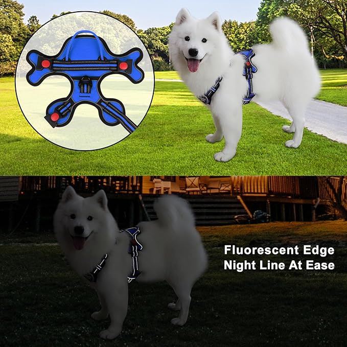 Dog Harness, Adjustable Reflective Dog Vest No Pull Dog Harness with Badge and Bow Tie for Puppy Small Medium Large Dogs-PurrikoPets