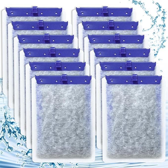 12-Pack Filter Cartridges Large Compatible with Tetra Whisper Bio-Bag Aquarium Filters, Fish Tank Filters Replacement for Aquariums for Whisper Filter 20i 40i/ IQ 20 30 45 60/ PF20 30 40 60-PurrikoPets