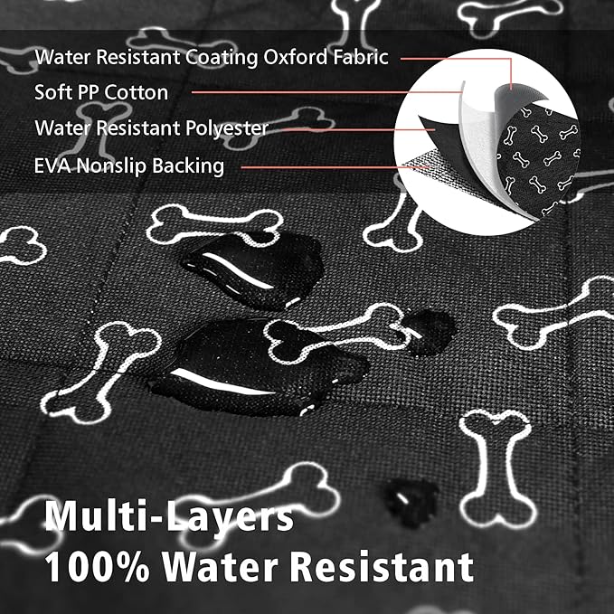 F-color SUV Cargo Liner for Dogs, Water Resistant Pet Cargo Cover Dog Seat Cover Mat for SUVs Sedans Vans with Bumper Flap Protector, Non-Slip, Large Size Universal Fit, Bone-PurrikoPets