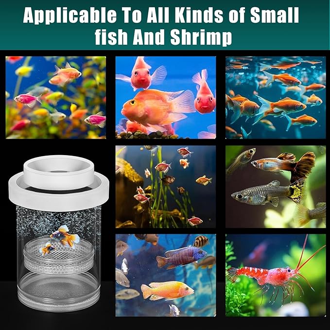 2 Pcs Breeder Box for Fish Tank Aquarium Breeder Separation Net Breeding Box with Suction Cup for Small Fish Shrimp Clownfish Guppy (White,L)-PurrikoPets