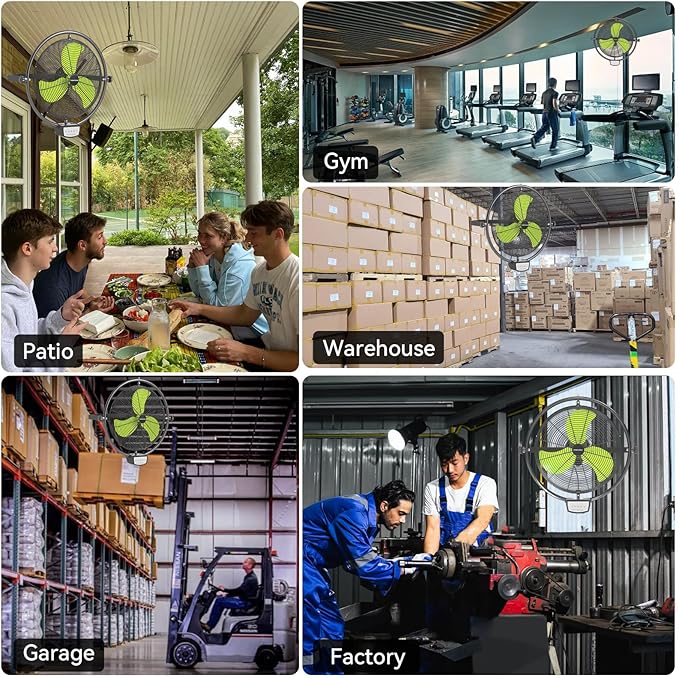 20 Inch Wall Metal Fan Pro Series Remote Control, High Velocity Wall Mount Fans for Commercial, Residential, Warehouse, Covered Patio, Shop, Garage, Barn 3 Speed 5200 CFM UL Safety Listed-PurrikoPets