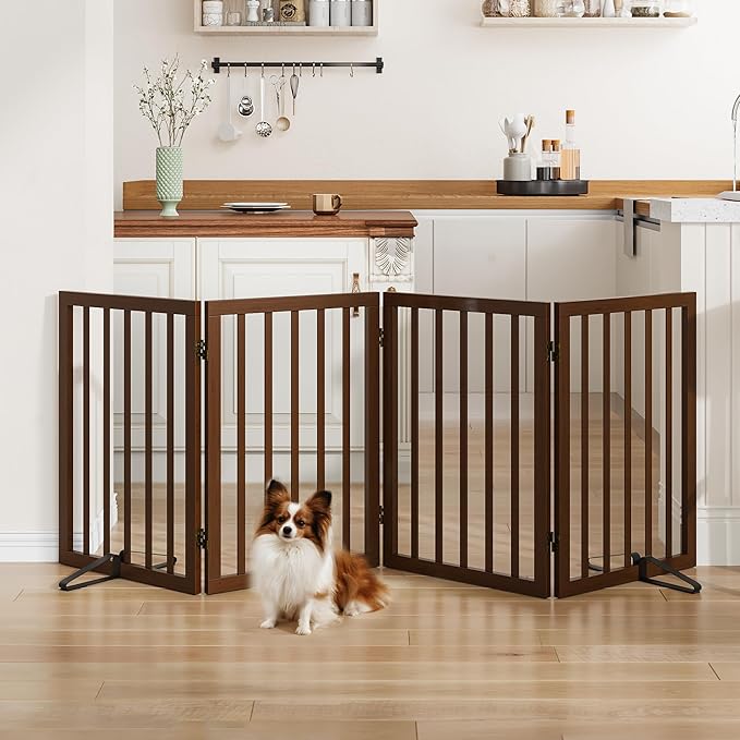Dog Gate for Stairs,Foldable Dog Gate for Indoor Doorways House,Freestanding Pet Gates for Dogs,Doogie Puppy Fence Gate-PurrikoPets
