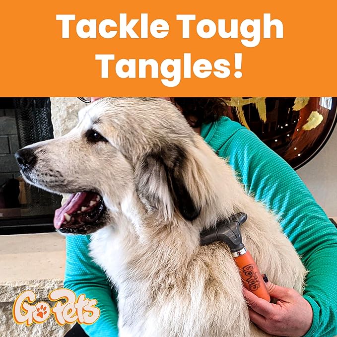 GoPets Double Row Dematting Rake, Undercoat Grooming Tool for Thick and Long Coat Pets, Ideal for Sensitive Skin, Reduces Breakage, Supports Daily Shedding Control, Detangler for Dogs and Cats-PurrikoPets