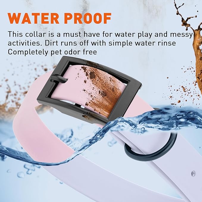 Dogline Biothane Waterproof Dog Collar Strong Coated Nylon Webbing with Black Hardware Odor- Proof for Easy Care Easy to Clean High Performance Fits Small Medium or Large Dogs, Pastel Purple-PurrikoPets