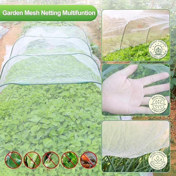 Garden Netting Mesh, 10X100 FT Garden Netting with 16 Cilps & Ultra Fine Mesh Net Bird Barrier Protection for Garden Vegetables Flowers Shrubs Fruit Trees Indoors & Outdoors Plant Beds Greenhouse-PurrikoPets