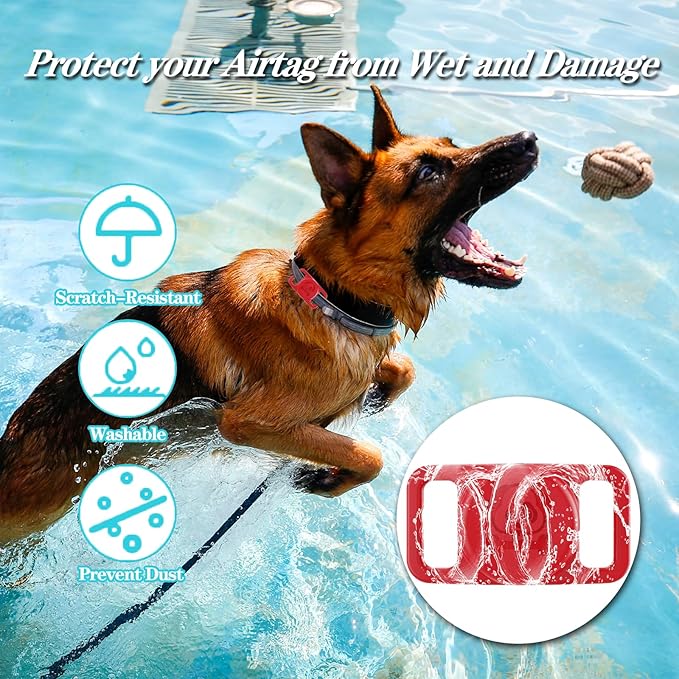 4 Pack Waterproof AirTag Dog Collar Holder Compatible with Apple AirTag, Silicone Hidden Loop Holder for Airtag Tracker, Anti-Lost Dog Collar Air Tag Accessories(Orange,White,Red,Dark Red)-PurrikoPets