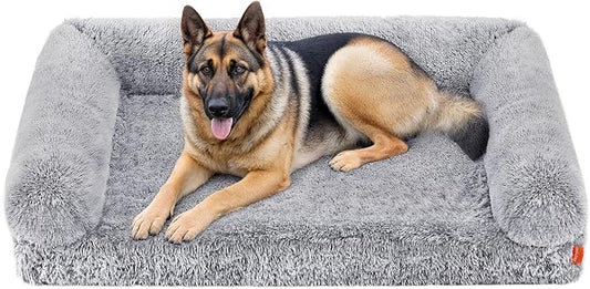 Feandrea Dog Bed, Orthopaedic Dog Sofa Bed for Large Dogs, Waterproof Ped Bed with Removable Washable Cover, 48 x 33.5 x 9.5 Inches, Gray Ombré UPGW234G01-PurrikoPets