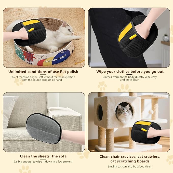 2pcs Pet Hair Removal Glove for Cats & Dogs, 2025 New Upgrade Efficient Grooming Gloves for Pet Hair, Cat Grooming Gloves for Hair Removal, Reusable Pet Hair Remover Glove-PurrikoPets