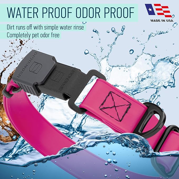 Dogline Biothane Waterproof Dog Collar with Herm Sprenger Stainless Steel Quick Release Buckle – Heavy Duty Tactical Durable Collar for Dogs – Comfortable and Safe Pet Collar, W 1" L 15-25", Magenta-PurrikoPets
