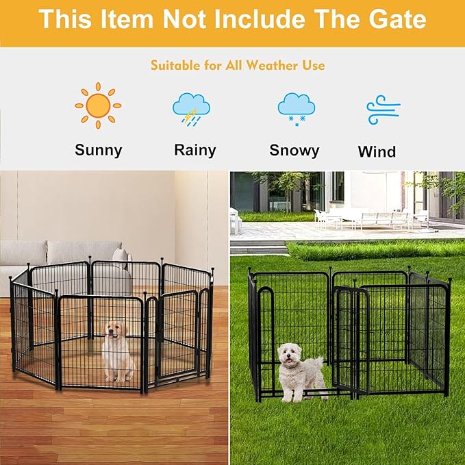 Garden Fence 40 Inch 14 Panels Without Gate, Total 31 Ft(L) Garden Fence for Yard and Dog, Black Dog Pen Wide Door, Metal Dog Pen Heavy Duty Pet Puppy Exercise Pen for Rv Camping-PurrikoPets