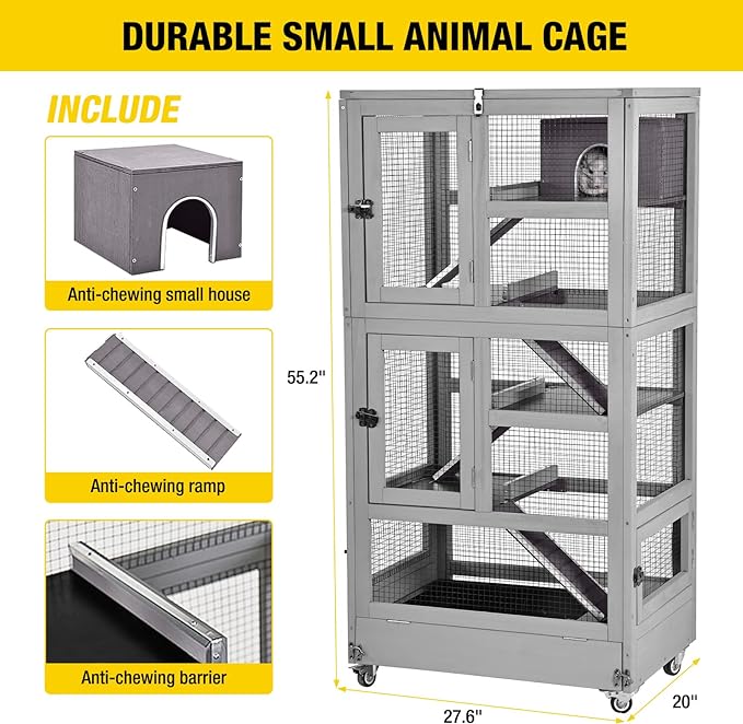 Aivituvin Ferret Cage Chinchilla Cage for Rat,Lizard,Squirrel, Chameleon,Gerbils and Other Small Animals-PurrikoPets