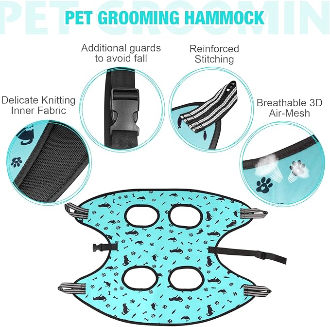 Dog Grooming Hammock - Pet Harness for Grooming Nail Trimming (XXL 120lb), Dog Sling for Nail Clipping, Dog Hanging Holder for Cutting Nail with Nail Clippers-PurrikoPets