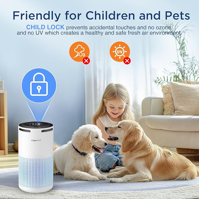 Air Purifiers for Home Large Room Up to 1500ft² with Aromatherapy, DBFIT H13 HEPA Air Purifier Air Cleaner for Smoke Pollen Dust Pet Hair Dander Odor, Portable Air Purifier with Timer (White)-PurrikoPets