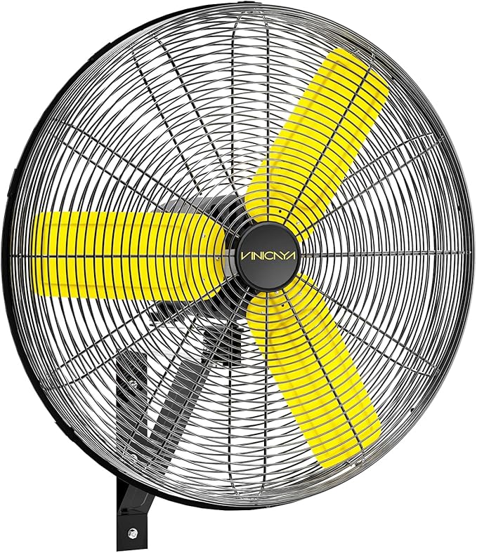 24 Inch Industrial Wall Fan Oscillating, 7800 CFM Commercial Metal Wall Mount Fans with Poweful Motor, 3 Speed, Heavy Duty Indoor for Warehouse, Workshops, and Garage, UL Listed-PurrikoPets