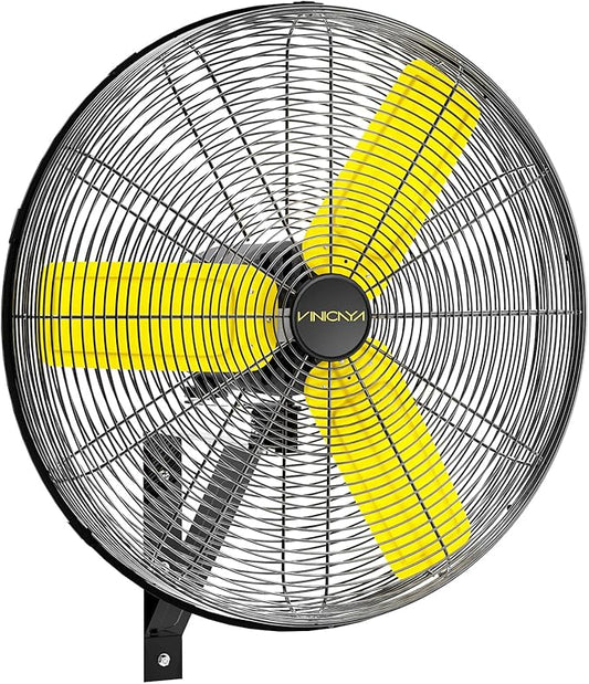 24 Inch Industrial Wall Fan Oscillating, 7800 CFM Commercial Metal Wall Mount Fans with Poweful Motor, 3 Speed, Heavy Duty Indoor for Warehouse, Workshops, and Garage, UL Listed-PurrikoPets
