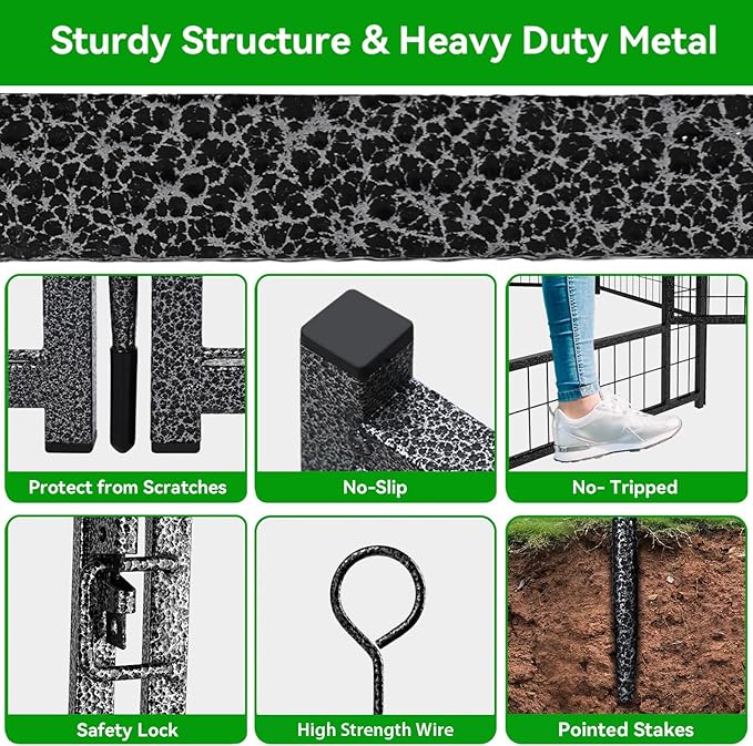 Dog Playpen Outdoor Extra Wide 16 Panels Heavy Duty Dog Fence 50" Height Anti-Rust with Doors Portable for RV Camping Yard, Total 42FT, 140 Sq.ft, Snowy Black-PurrikoPets