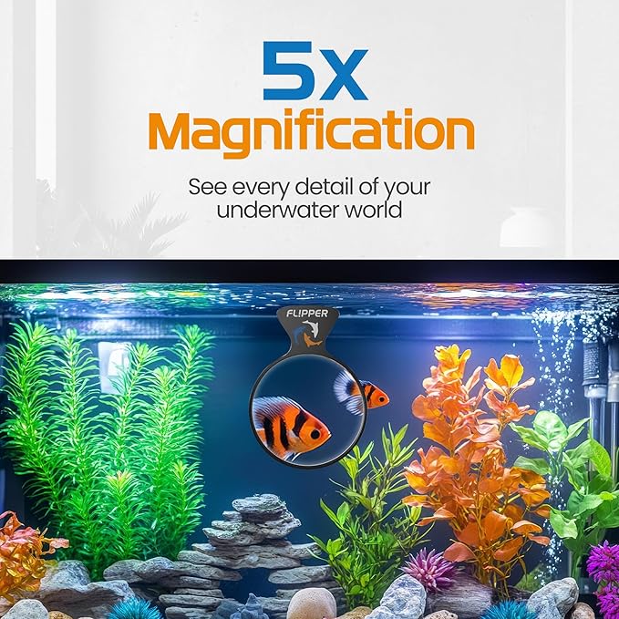Flipper DeepSee 4" Viewer - Filter Clear Lens and Aquarium Magnetic Magnifier - Fish Tank Magnifying Glass for Coral Reef Aquarium - Magnetic Magnifying Glass Ideal for Photography - Black-PurrikoPets