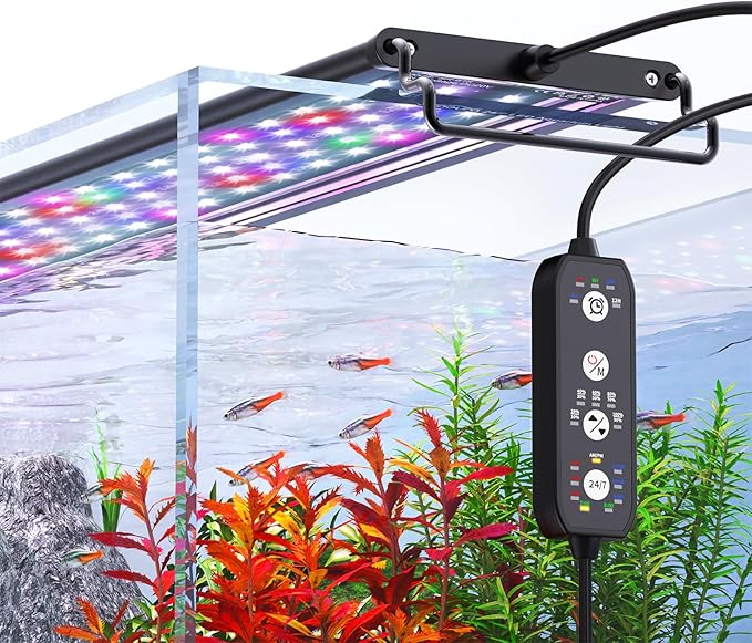 24/7 Mode Led Aquarium Light for Plants Growth- Sunrise to Moonlight, 7 Colors, Adjustable Timer/Brightness, Full Spectrum Fish Tank Lights for 48 Inch to 54 Inch Tank, 42W-PurrikoPets