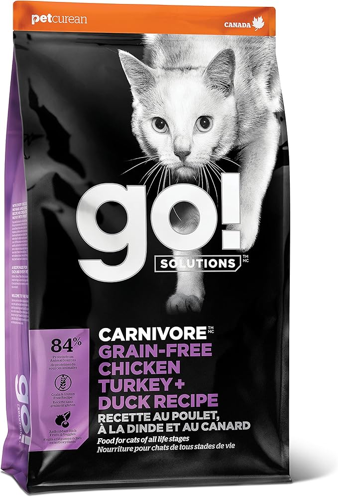Go! Solutions Carnivore, Grain-Free, Protein Rich Dry Cat Food, Chicken, Turkey and Duck Recipe, 8 lb Bag-PurrikoPets