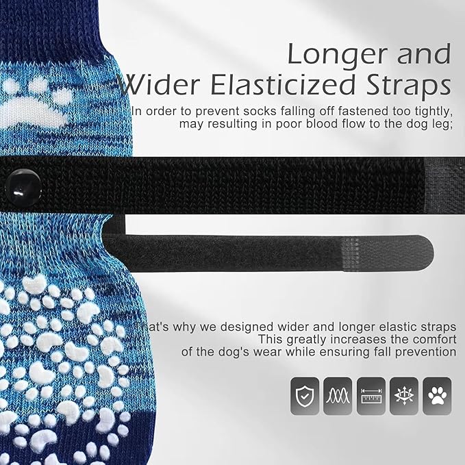 EXPAWLORER Anti Slip Dog Socks to Prevent Licking Paws, Dog Shoes for Hot Pavement, Dog Booties for Small Medium Large Senior Dogs, Traction Control Boots & Paw Protectors for Hardwood Floors-PurrikoPets