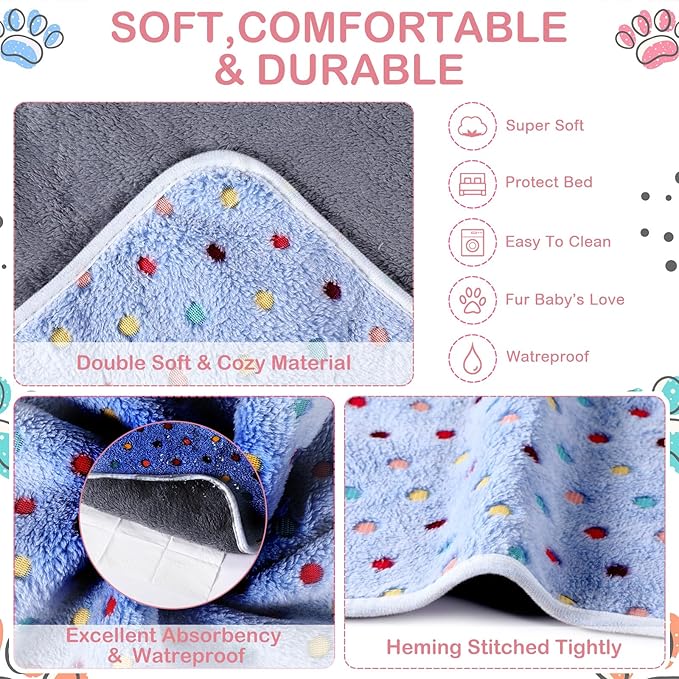 4 Pcs Waterproof Guinea Pig Blankets Washable Small Animal Fleece Bedding Absorbent Guinea Pig Cage Liners Reusable Pet Pee Pad Sleep Mat Pad Cover for Hamster Ferret-PurrikoPets