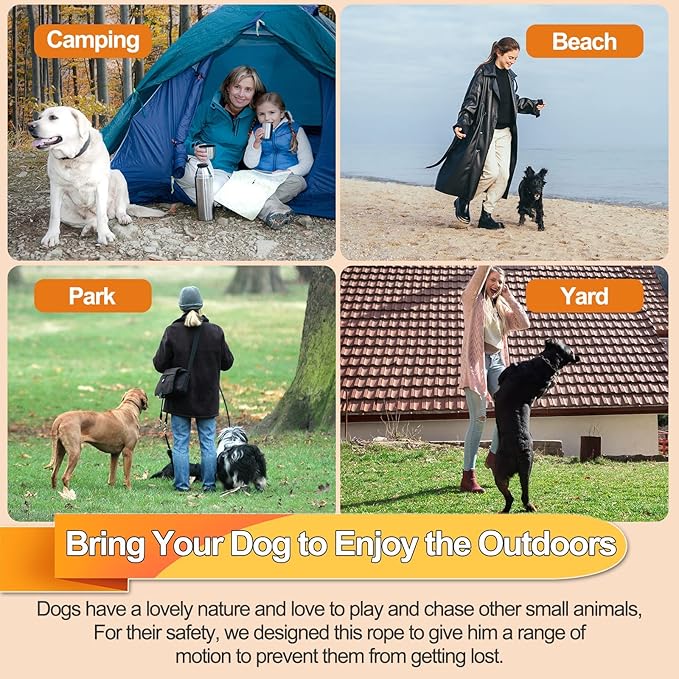 Dog Tie Out Cable,50ft Dog Lead-Heavy Duty Tie Out Cable for for Large Dogs Up to 125lbs-Dog Chain for Yard-Outside Dogs Runner Tether Line-PurrikoPets