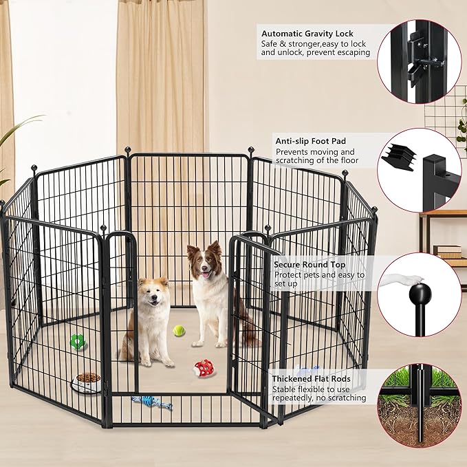 Dog Playpen 40 inch 36 Panels Indoor Outdoor Dog Pen for Large/Medium/Small Dogs Heavy Duty Metal Dog Fence Outdoor for Yard, Puppy Playpen with Door Portable Pet Fence for RV Camping Yard-PurrikoPets