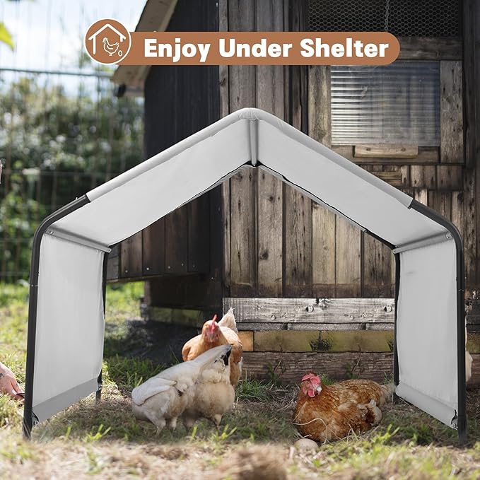 Dog Shade Shelter Outdoor 4'x4'x3' Tent for Large Medium Dogs, Outside Sun Rain Canopy Pet House for Cats Pigs Livestock with Waterproof Roof Ground Nails,Grey-PurrikoPets