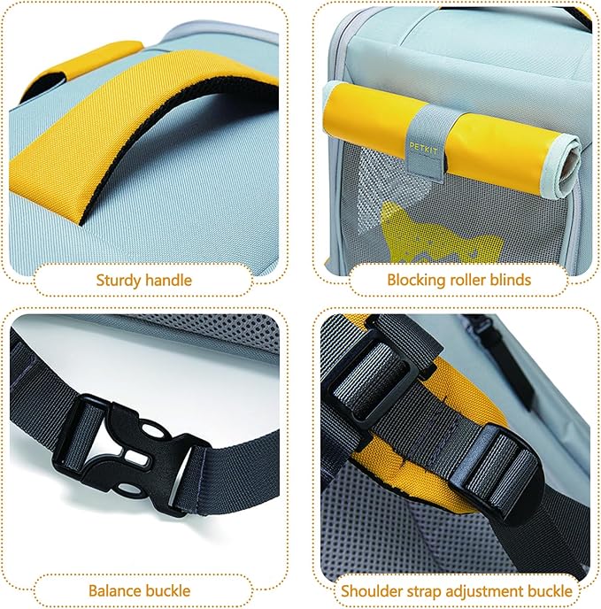 Expandable Pet Backpack, Cat Backpack with Breathable Mesh, Collapsible Soft Cat Travel Bag for Outdoor Hiking, Large Space Dog Backpack(Yellow)-PurrikoPets