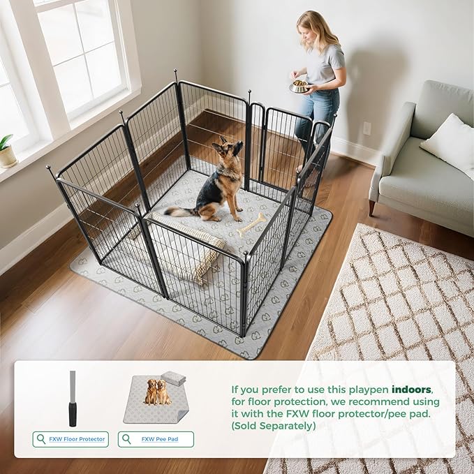 FXW Rollick Unleashed Dog Playpen for Indoor, Yard, RV Camping, 40 inch 8 Panels for Medium and Large Dogs, Black│Patented-PurrikoPets