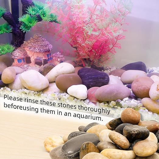 45LB 1"-2" Decorative River Rocks for Plants, Polished Pebbles for Garden Landscaping, Planters,Aquarium,Vase Fillers, Indoor & Outdoor Decor-PurrikoPets