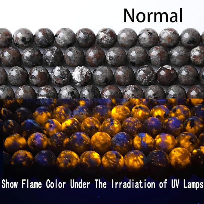 85PCS 8MM Flame Yooperlite Stone Beads Loose Beads for Jewelry Making DIY Bracelets Show Flame Color Under The Irradiation of UV Lamps 2 Strands