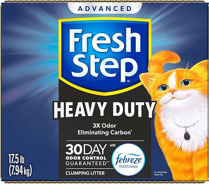 Fresh Step Clumping Cat Litter, Heavy Duty Advanced, Long Lasting 30-Day Odor Control with Odor Eliminating Carbon, 17.5 lb-PurrikoPets