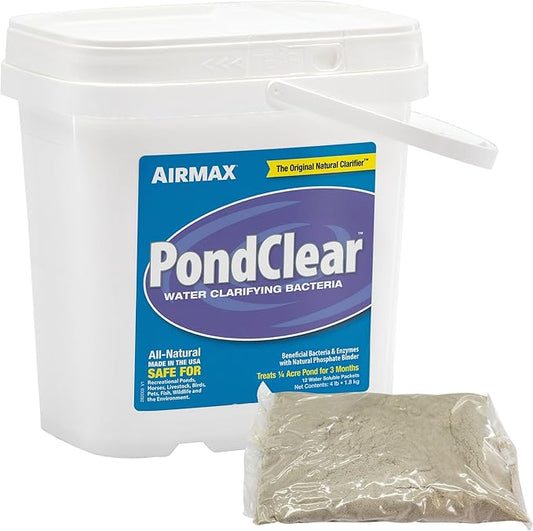 Airmax PondClear Packets, Beneficial Bacteria & Enzyme Clarifier Treatment with Ecoboost PRx, Clear & Clean Pond & Lake Water, Safe for Fish, 12-Count-PurrikoPets