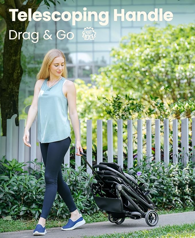 4 Wheels Pet Stroller, Dog Stroller for Small/Medium Dogs and Cats up to 33 lbs, One-Click Fold & Draggable, Removable Carrier, Zipperless Entry, Mesh Windows, Black-PurrikoPets