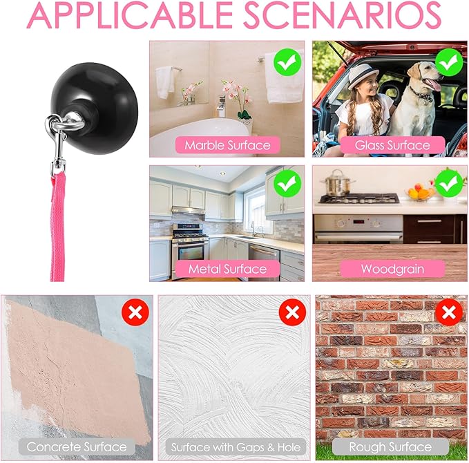 Frienda 4 Pieces Dog Bathing Tether with Suction Cup Pet Dog Grooming Tub Restraint Loops and Adjustable Cat Fixed Safety Rope for Pet Shower Bathing Grooming(Blue Pink Bright Green)-PurrikoPets