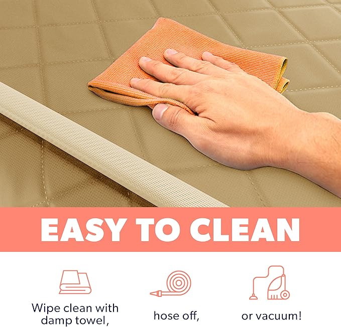 Active Pets Dog Car Seat Cover, Waterproof Front Seat Protector for SUV Truck Sedan, Pet Safety Travel Comfort System with Universal Fit, Beige-PurrikoPets