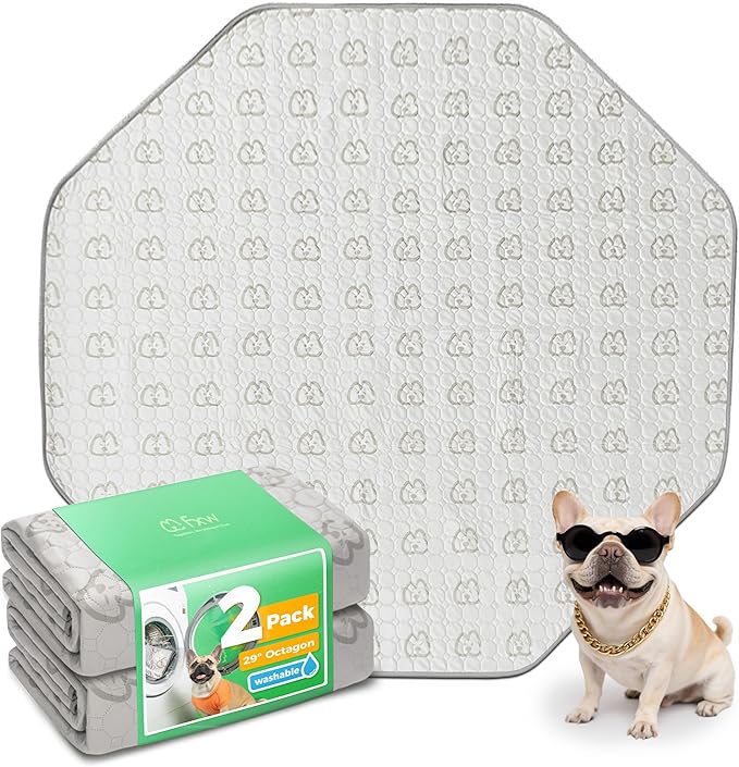 FXW Washable Pee Pads for Dogs, Puppy Pads with Super Absorbent, Specifically Designed for FXW Rollick/Homeplus 24inch 8 Panels Dog Playpen, 29" Octagon, Khaki, 2 Packs-PurrikoPets