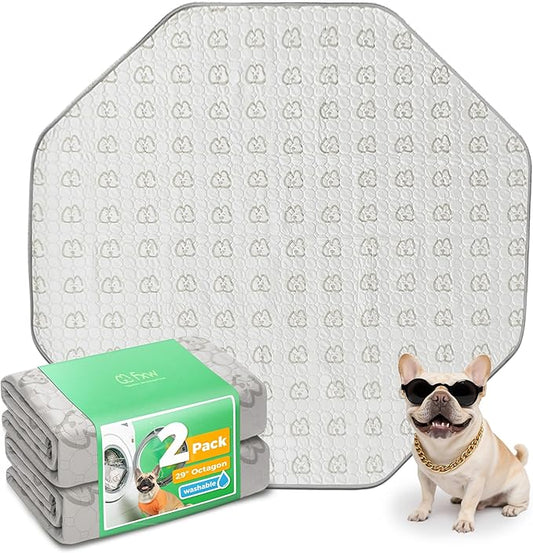 FXW Washable Pee Pads for Dogs, Puppy Pads with Super Absorbent, Specifically Designed for FXW Rollick/Homeplus 24inch 8 Panels Dog Playpen, 29" Octagon, Khaki, 2 Packs-PurrikoPets