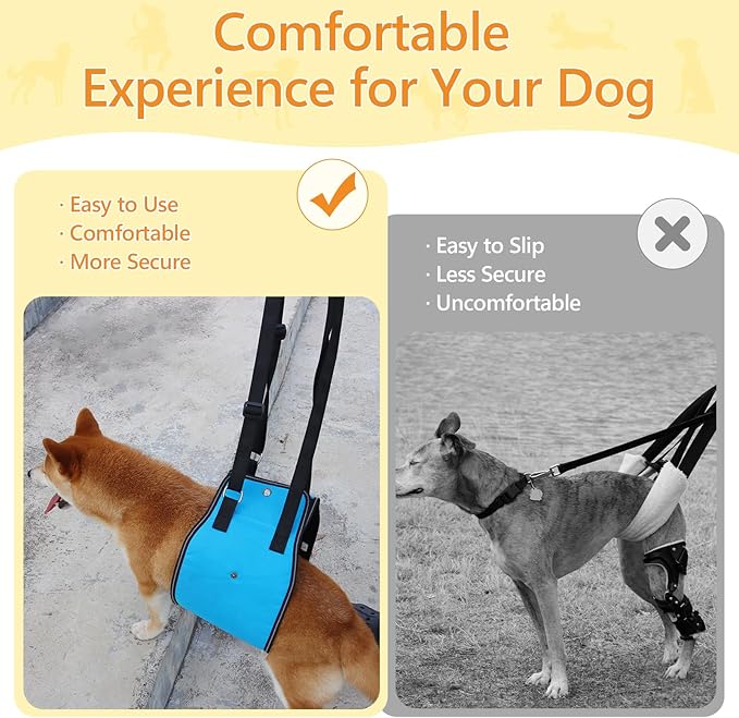 Dog Lift Harness Dog Sling for Large Dogs, Portable Dog Carrier Sling for Back Legs, Ajustable Hip Support Harness for Weak Rear Leg, Assist Senior Disabled Joint Injuried and After ACL-PurrikoPets