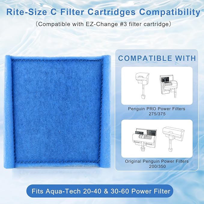 12 Pack Replacement Rite-Size C Filter Cartridges Compatible with MarineLand Penguin PRO Power Filters 275/375 & Original 200/350 Aquarium Fish Tank Replacement Filter Cartridges-PurrikoPets