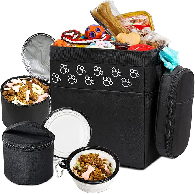 Dog Travel Bag - Airline Approved, 2 Food Containers, 2 Bowls, Treat Pouch & Accessories-PurrikoPets