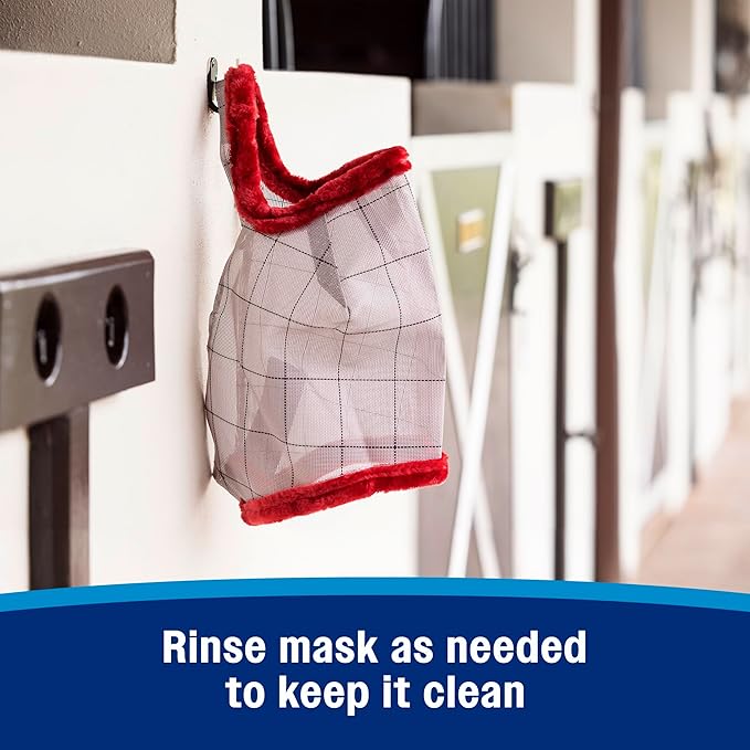 Farnam SuperMask II Fly Mask Without Ears for Smaller Horses or Arabian Horses,Full Face Coverage & Eye Protection from Insect Pests, Structured Classic Mesh with Plush Trim,Small Horse/Arabian Size-PurrikoPets