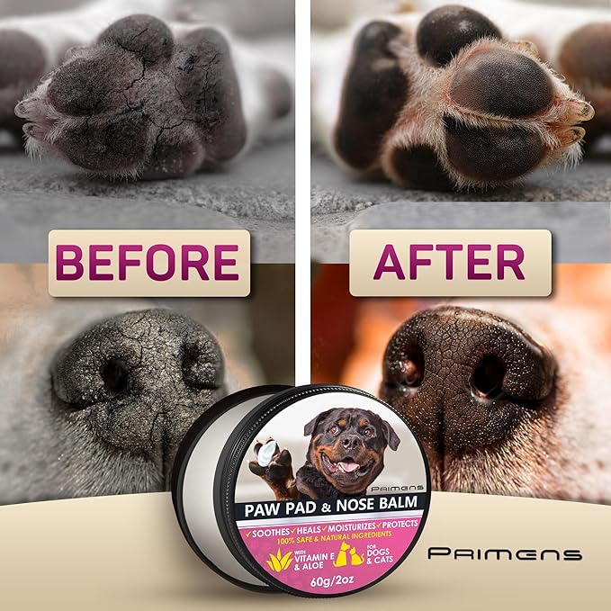 Dog Paw Balm for Dry Cracked Paws – Lick-Safe Moisturizer and Organic Paw Wax with Aloe & Vitamin E – Hot Pavement and Winter Snow Protection – Nose Safe – for All Breeds-PurrikoPets