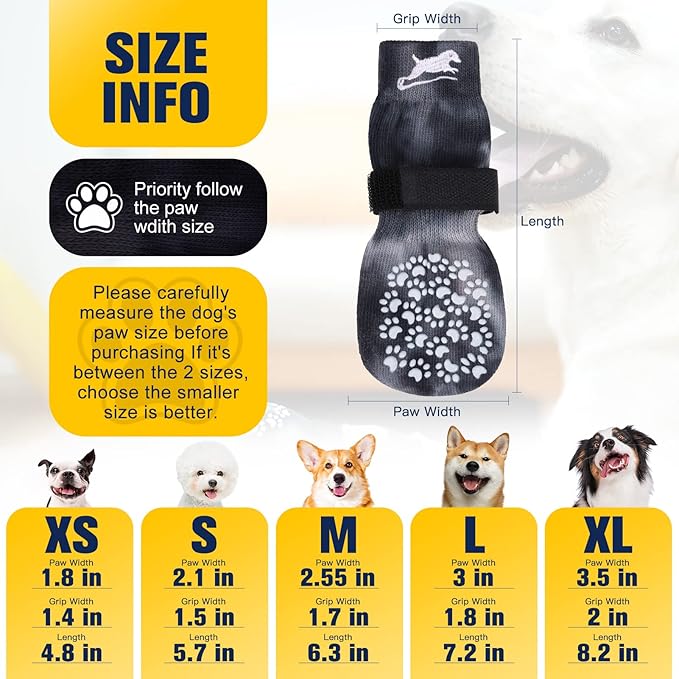 EXPAWLORER Anti Slip Dog Socks to Prevent Licking Paws, Dog Shoes for Hot Pavement, Dog Booties for Small Medium Large Senior Dogs, Traction Control Dog Boots & Paw Protectors for Hardwood Floors-PurrikoPets