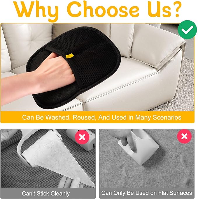 2 Pcs Pet Hair Removal Glove for Cats & Dogs, Pet Hair Remover Brushing Gloves, Reusable Pet Hair Remover Glove, Double-Sided for Couch, Clothing, Carpet, Car Seat-PurrikoPets