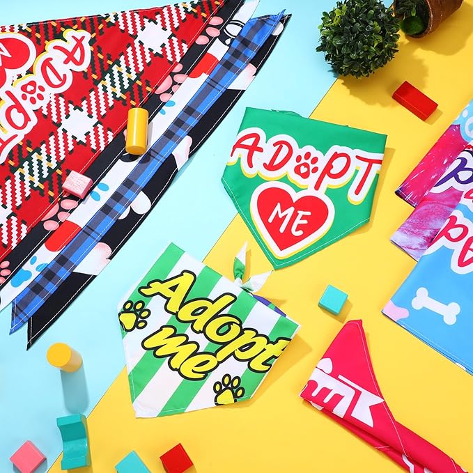 30 Pcs Dog Bandanas Bulk Pet Bibs Colorful Triangle Scarf Pet Bandanas for Medium Large Dogs Spring Summer Birthday Costume Decoration (Adopt Me)-PurrikoPets
