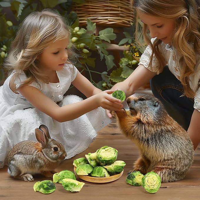 Abizoo Freeze Dried Brussels Sprouts Rabbit and Hamster Chew Treats Resealable Jar for Hamsters Bunny Guinea Pigs Groundhogs Natural Fiber Vitamin Snacks-PurrikoPets