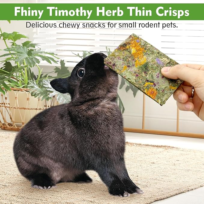 Fhiny 24 PCS Rabbit Timothy Hay Chips Toys, Natural Bunny Molar Treats with Herbal Flowers Rabbit Chew Toys for Teeth Small Animal Snacks for Rats Chinchillas Guinea Pigs Hamsters-PurrikoPets