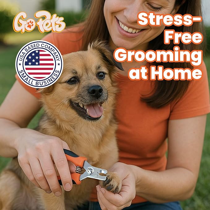 GoPets Nail Clipper for Small to Medium Pets, Quick Sensor Safety Guard, Heavy Duty Trimmer for Thick Nails, Stainless Steel Blades, Grooming Tool for Dogs & Cats, Non-Slip Handle, Built-in Nail File-PurrikoPets